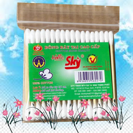 Mã SP B017 - Bịch bông ráy tai Sky que gỗ dành cho người lớn thân gỗ