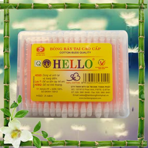 Mã SP H006 - Hộp ráy tai vuông lớn Hello dành cho người lớn thân nhựa