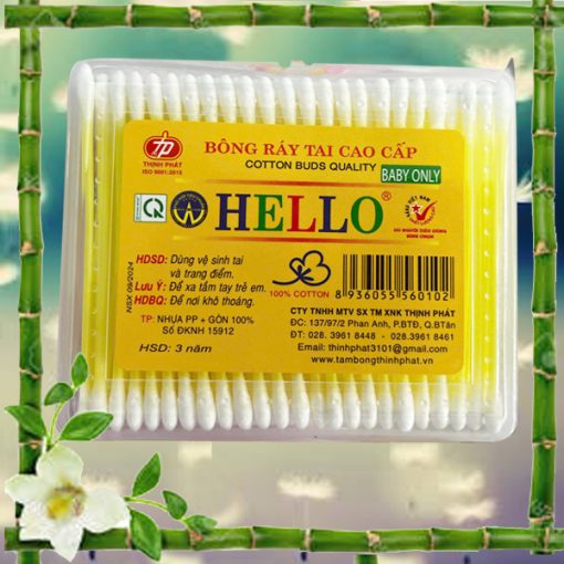 Mã SP H005 - Hộp ráy tai vuông bé Hello dành cho em bé thân nhựa