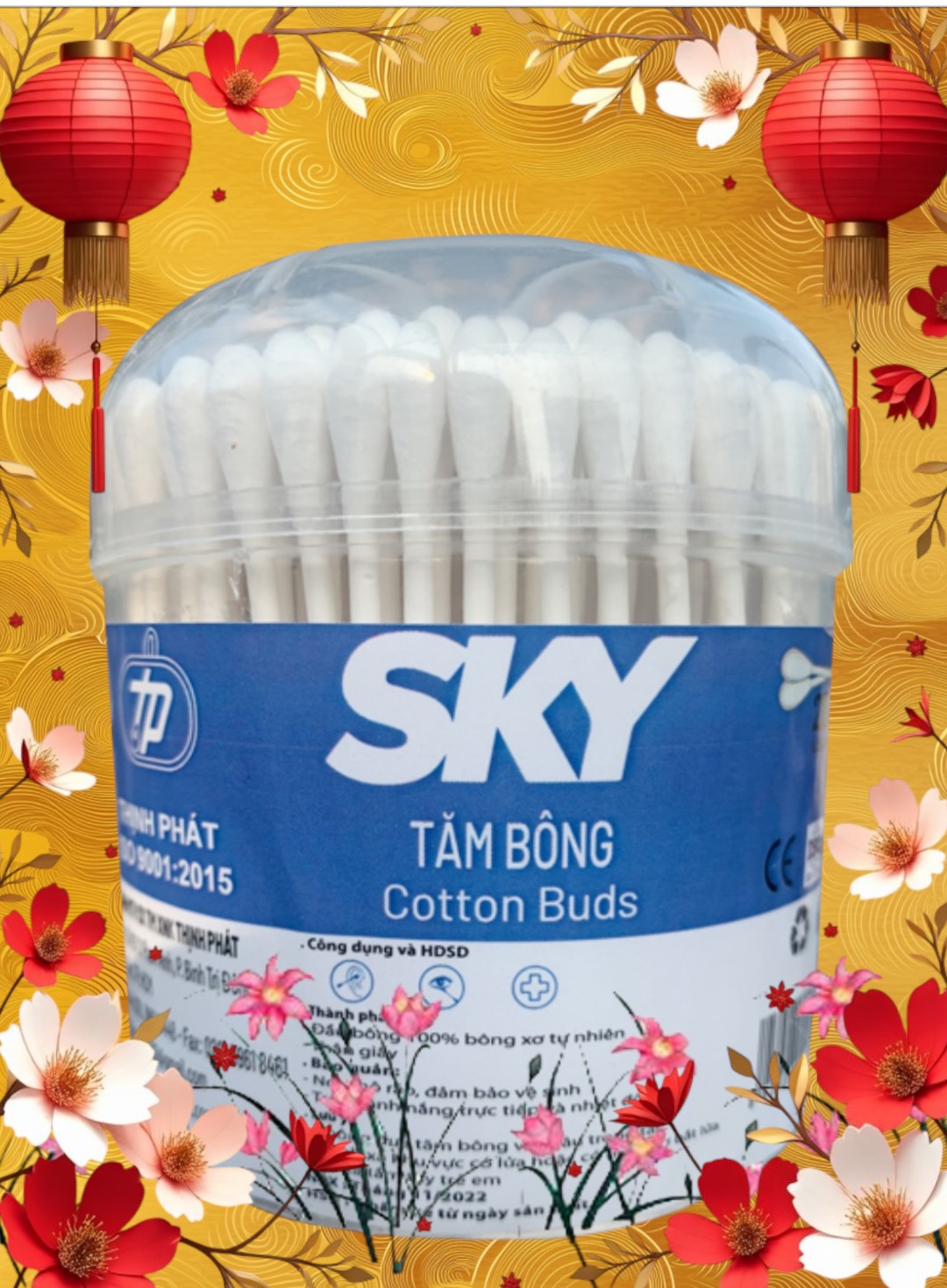 Mã SP S004 – Hũ ráy tai sò đại thân giấy trang điểm dành cho người lớn – Sky